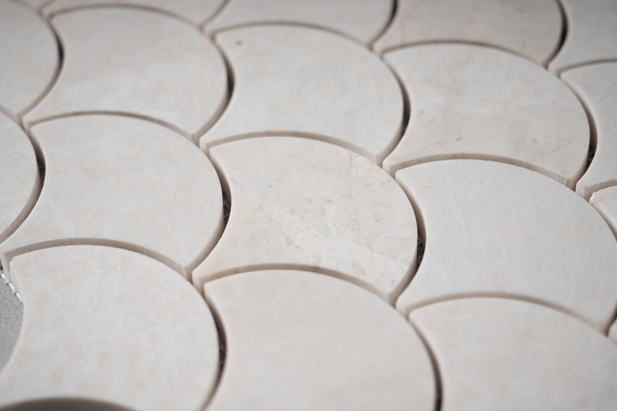 White Emperador Scallop Shell Mosaic