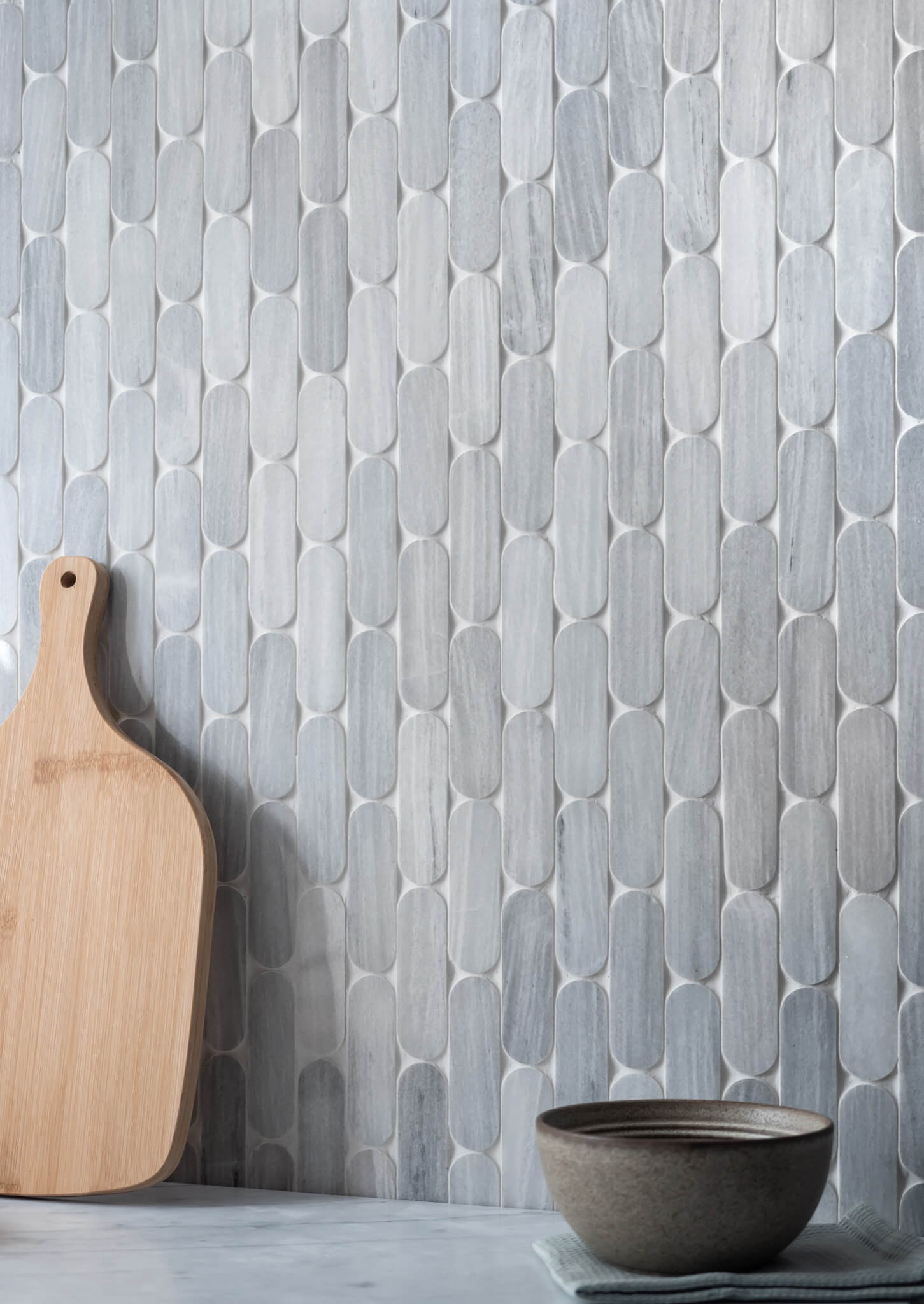 Ice Grey Marble Pill Mosaic Tiles