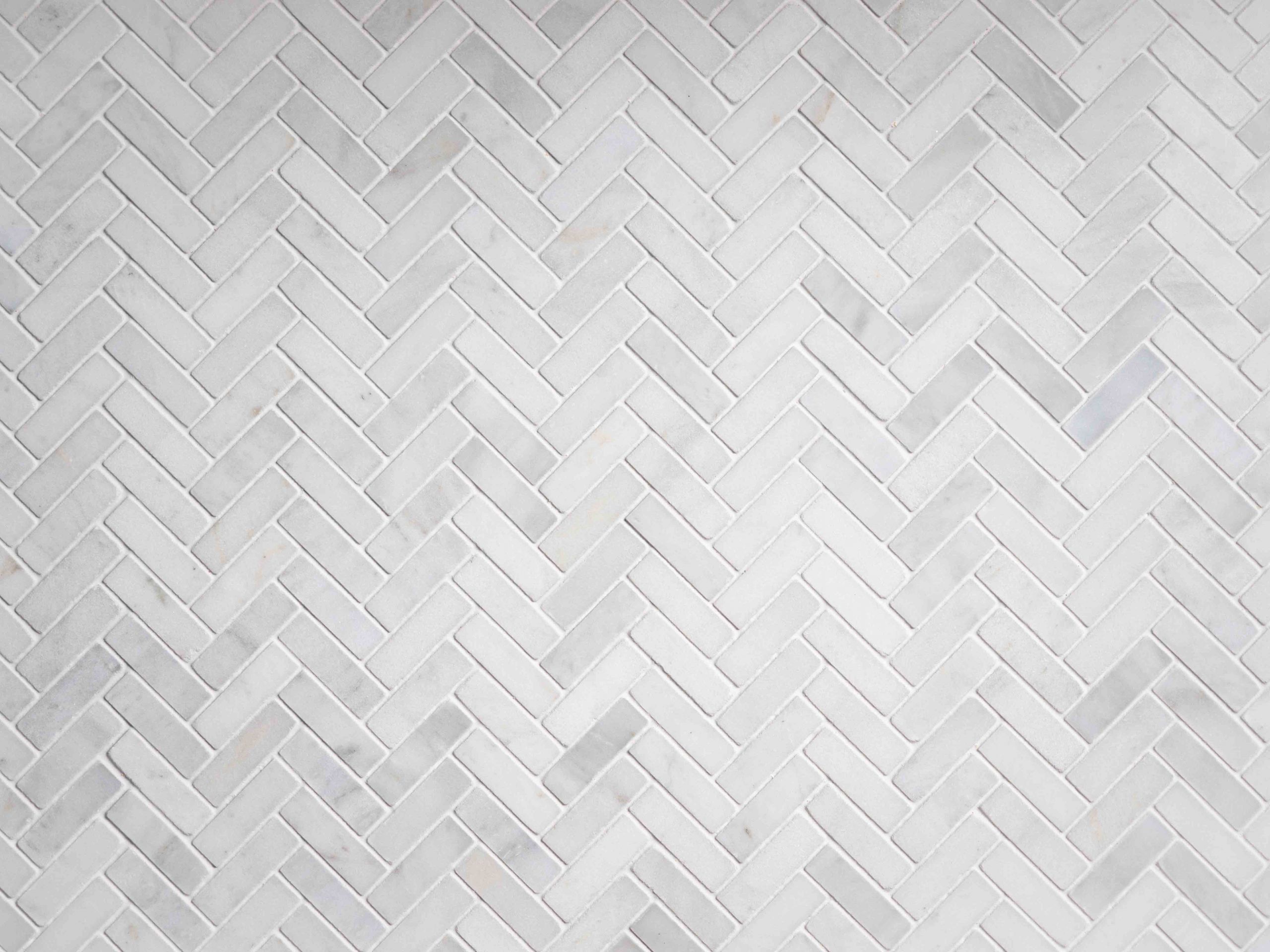 Calacatta Marble White Slim Herringbone Mosaic Tiles