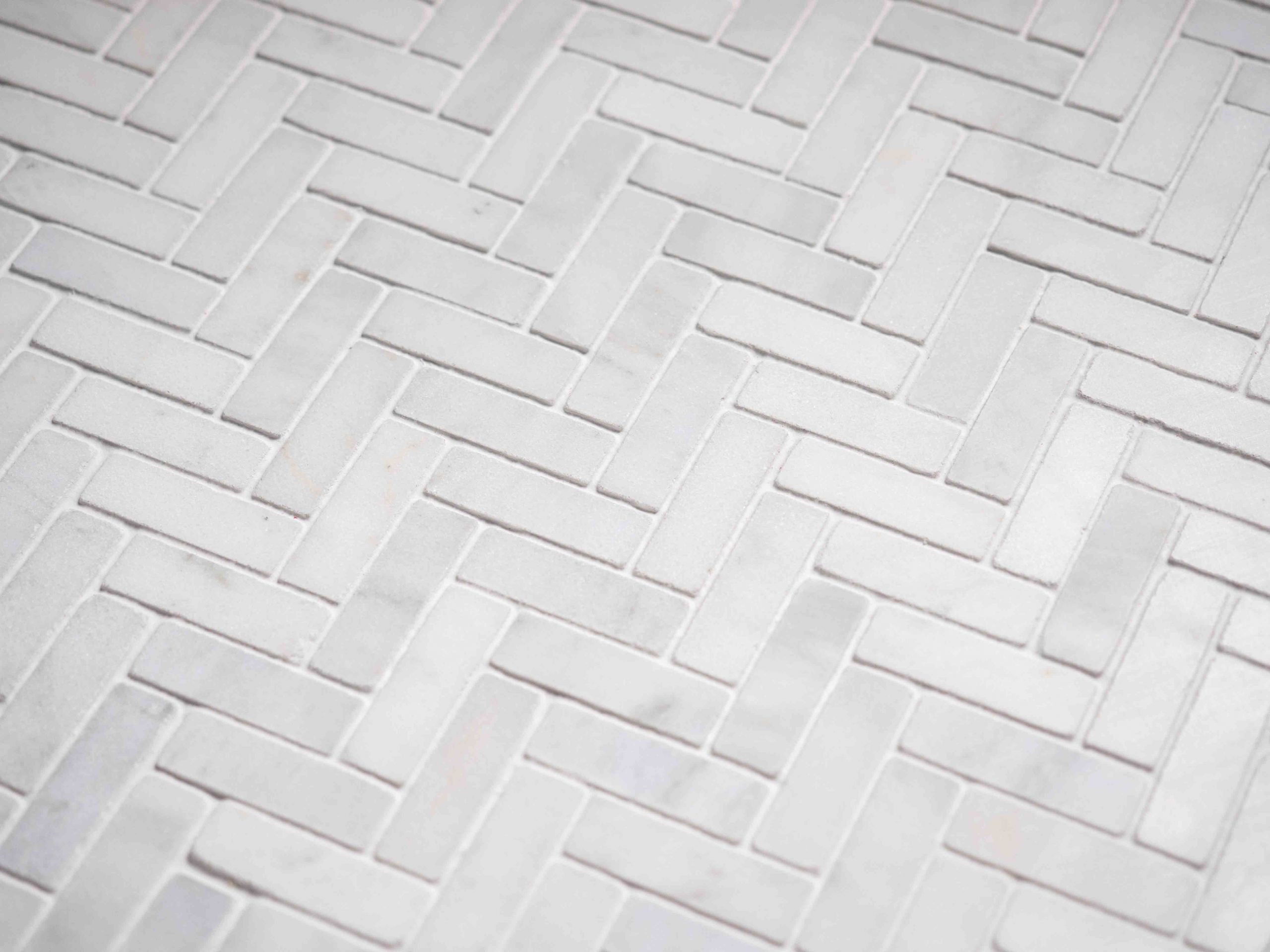 Calacatta Marble White Slim Herringbone Mosaic