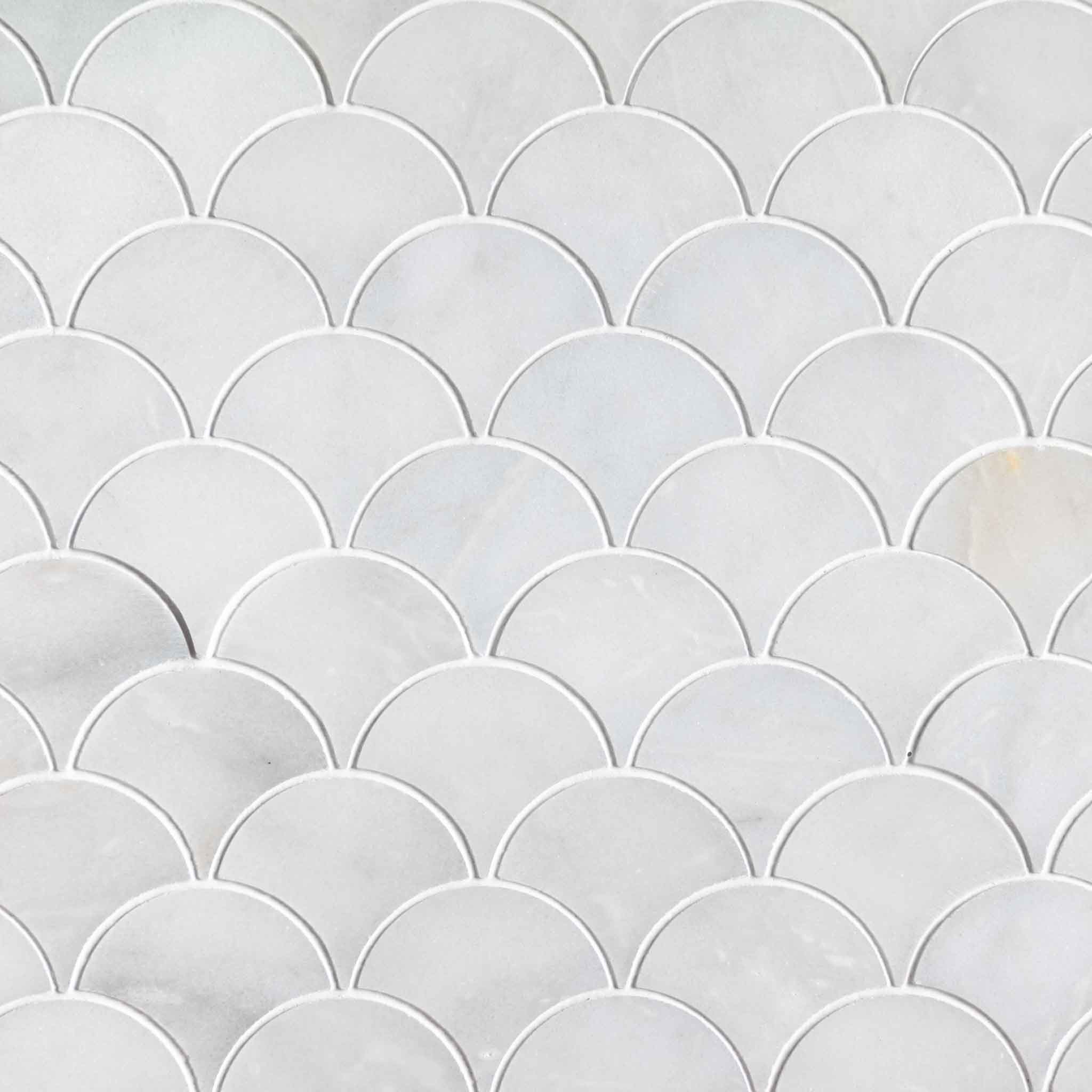 Calacatta Pearl Scallop Mosaic Tiles