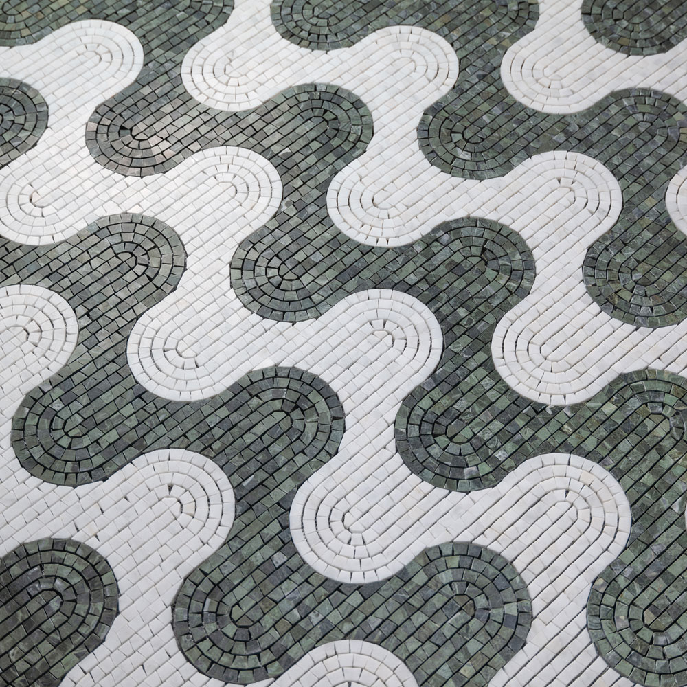 Wave-Mosaic-Verde-Green-&-Calacatta-Marble