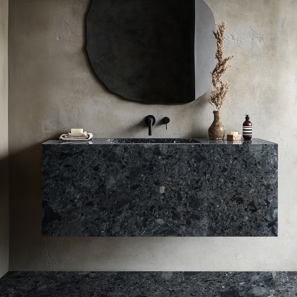 Cappo Black Marble Slabs Bathroom Vanity Unit