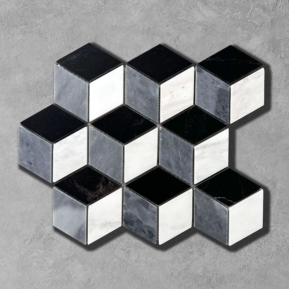 Bluestone 3D Cube Mosaic Tile | Fast Delivery | Starel Stones