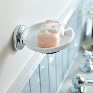 Axbridge Traditional Round Ceramic Soap Dish and Holder