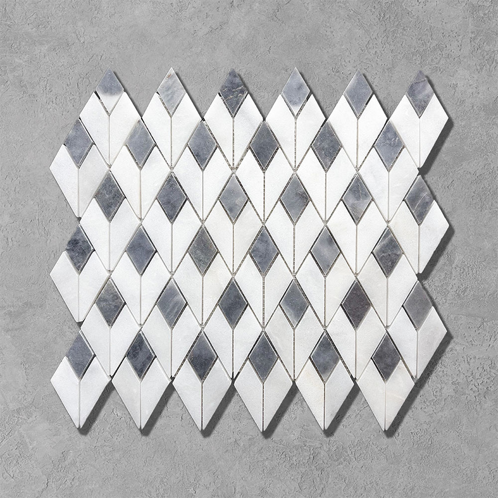 Calacatta & Bluestone Marble Gatsby Mosaic Tiles