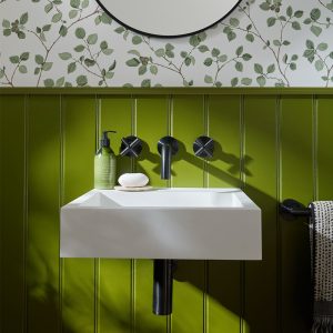 Wall Mounted Basin Mixer 200mm Spout home - Black