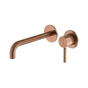 Wall Mounted Slimline Basin Mixer 180mm Spout - Bronze