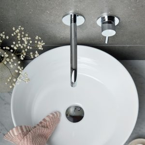 Wall Mounted Slimline Basin Mixer 180mm Spout - Chrome 1