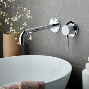 Wall Mounted Slimline Basin Mixer 180mm Spout - Chrome 2