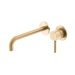 Wall Mounted Slimline Basin Mixer 180mm Spout - Gold
