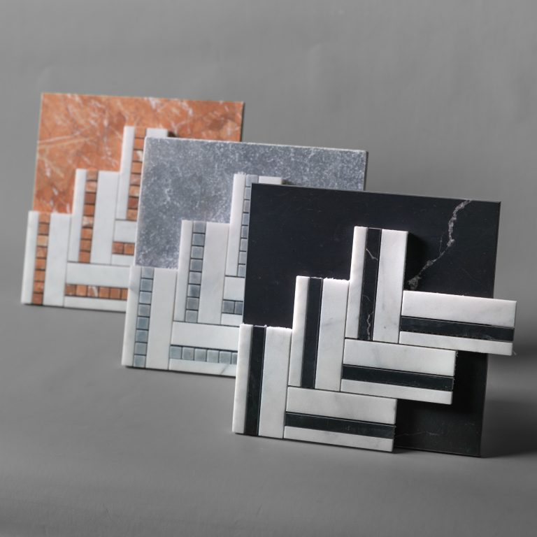 Bluestone Marble Mini Duo Marble Herringbone Mosaic
