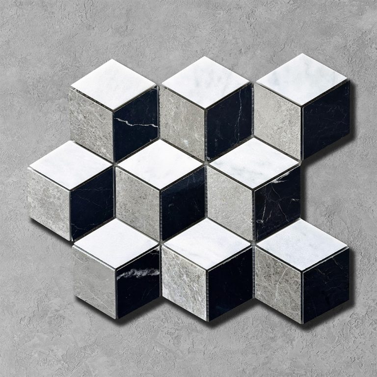Pietra Grey 3D Cube Mosiac