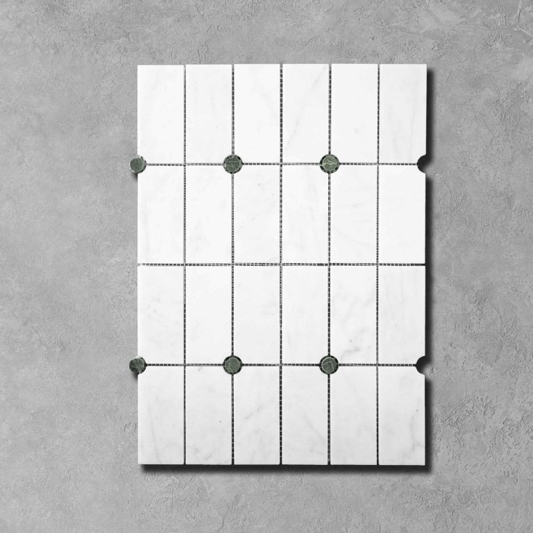 Calacatta White and Verde Green Rivet Mosaic