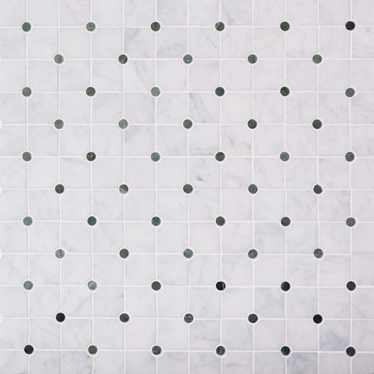 Calacatta and Verde Marble Rivet Mosaic