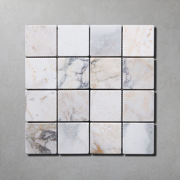 Arabescato Mix Tumbled Square Marble Mosaic