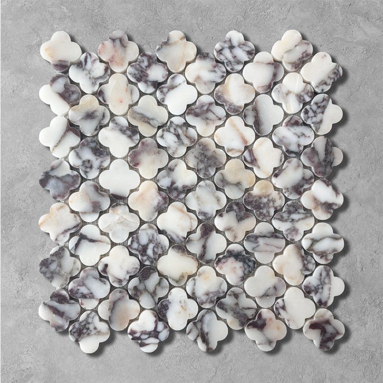 Arabescato Viola Marble Clover Mosaic