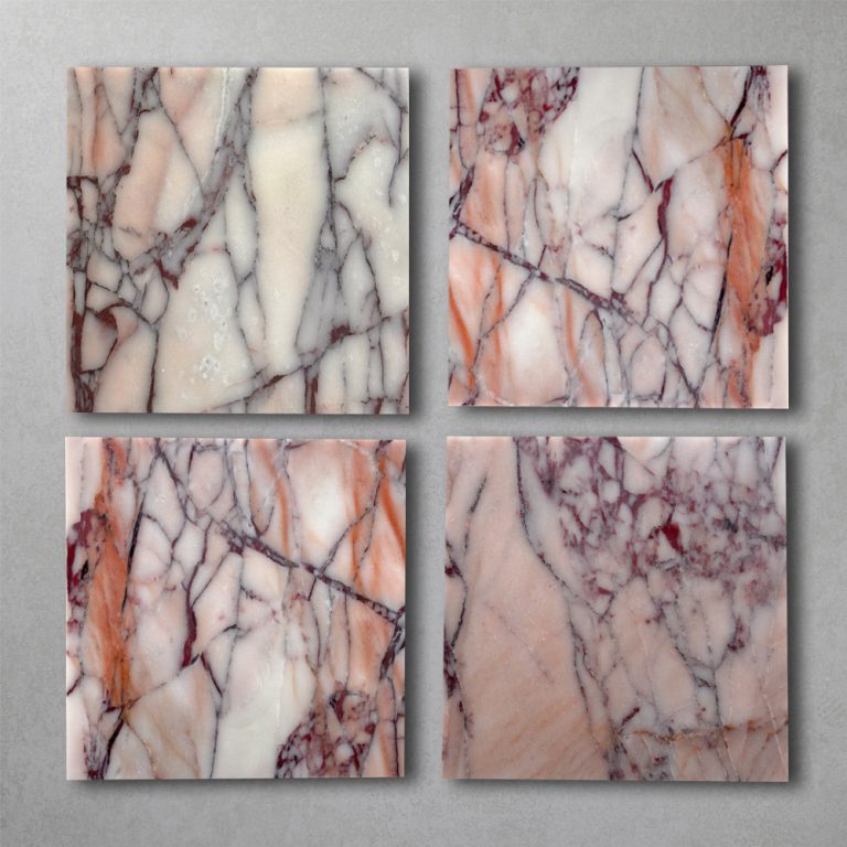 Arabescato Viola Rosa Checker Marble Tile