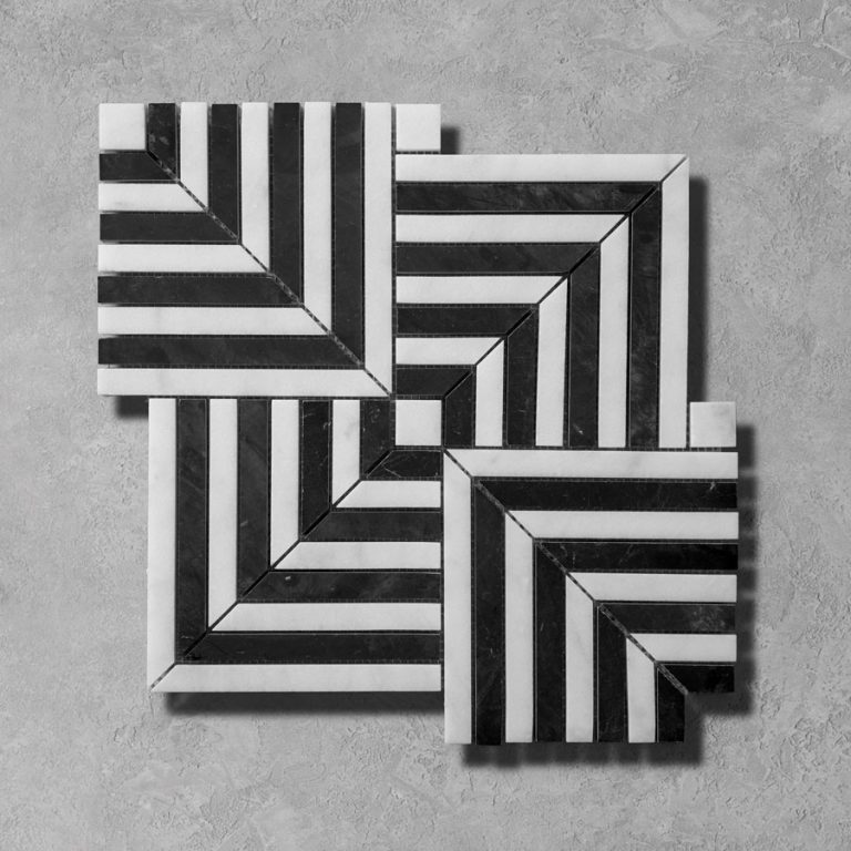 Calacatta and Nero Marble Maze Mosaic