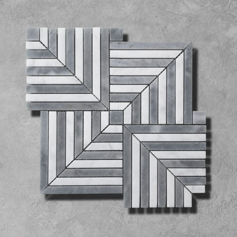 Calacatta and Bluestone Marble Maze Mosaic