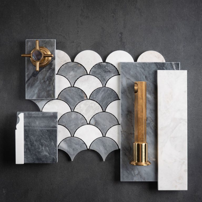White and Grey Mixed Scallop Mosaic
