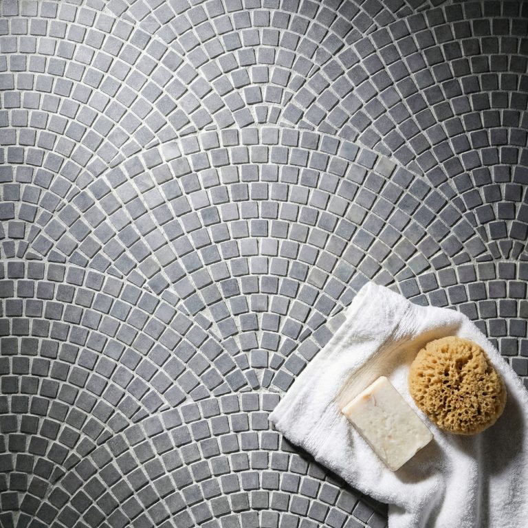 Bluestone Marble Fan Scallop Mosaic