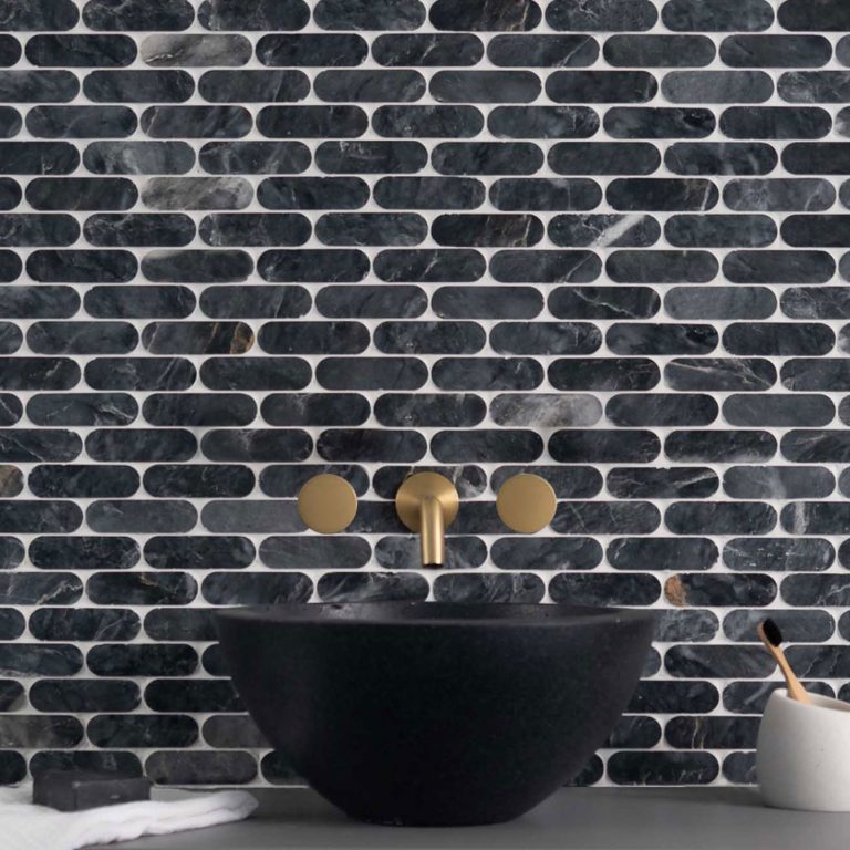 Bluestone Marble Polished Pill Mosaic