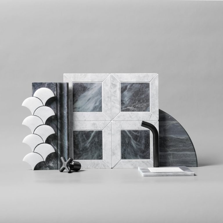 Bluestone and Calacatta Marble Window Mosaic