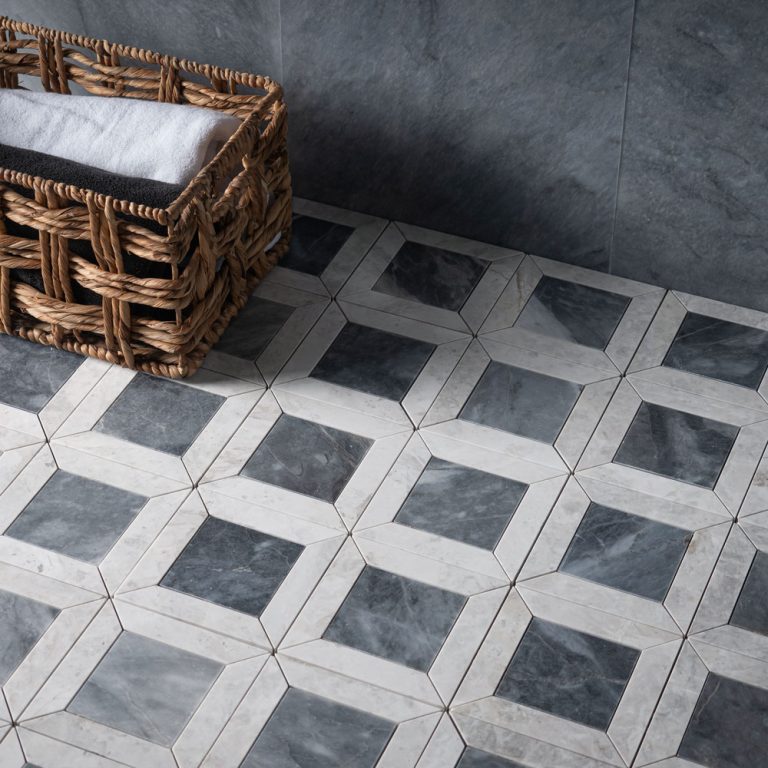 Bluestone and Calacatta Marble Window Mosaic
