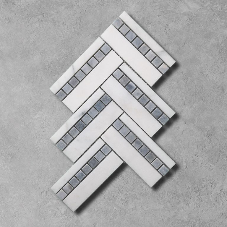 Bluestone Marble Mini Duo Marble Herringbone Mosaic