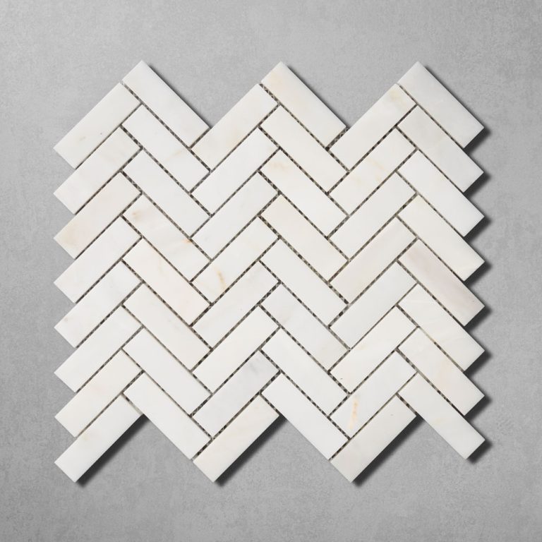 Calacatta Amber Marble Herringbone Mosaic
