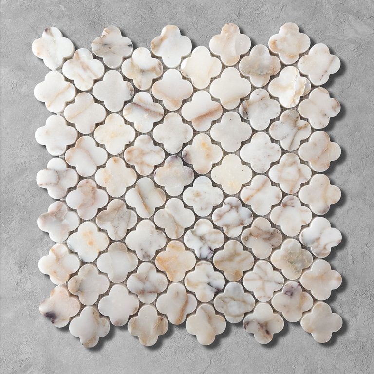 Arabescato Gold Marble Clover Mosaic