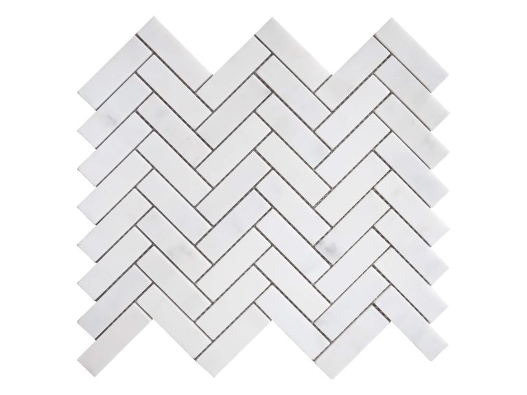 Calacatta White Marble Herringbone Mosaic