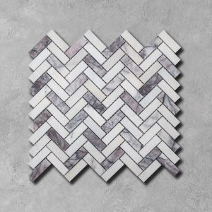 Calacatta Lilac Marble Long Herringbone Mosaic