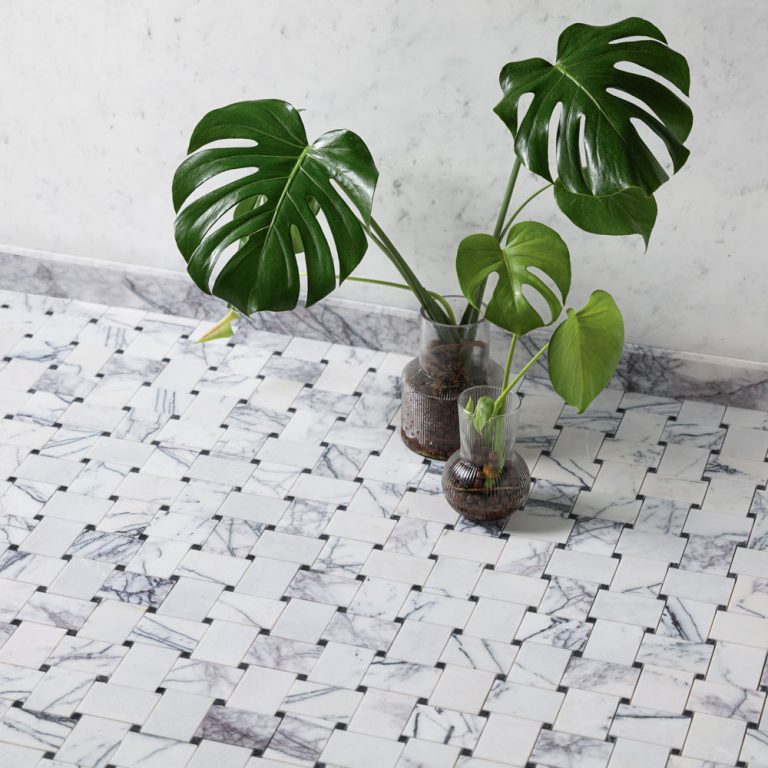 Calacatta Lilac Marble Large Basket Mosaic