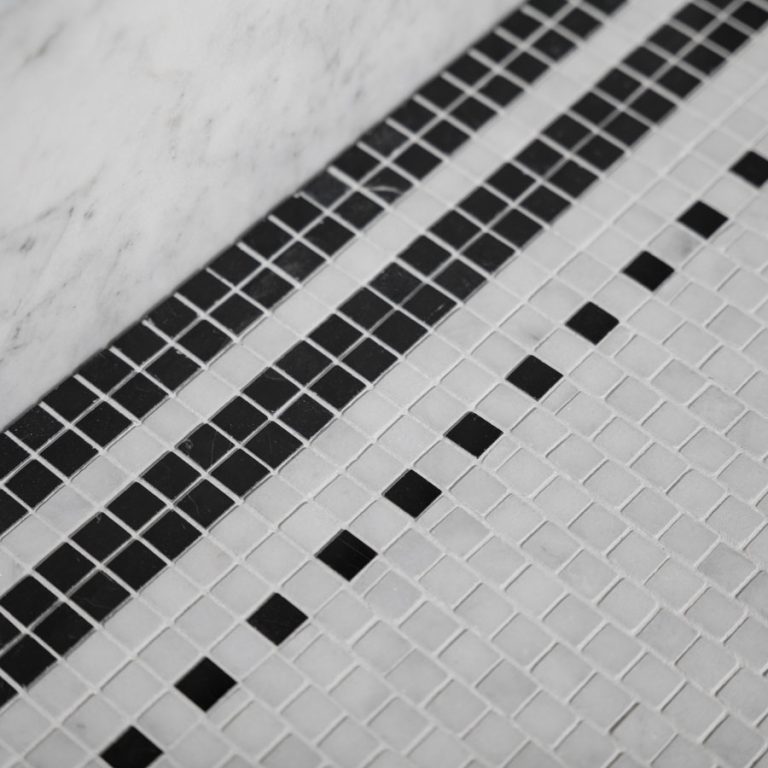 Calacatta and Nero Marble Border Mosaic