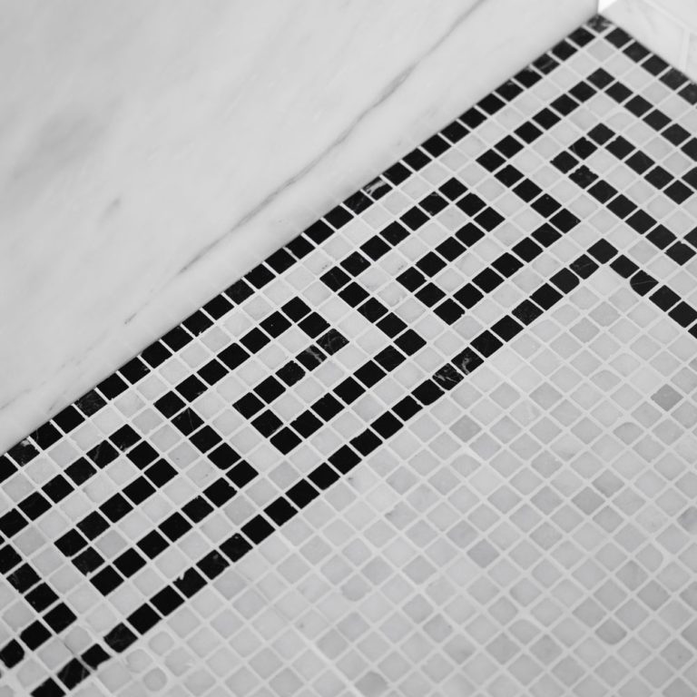 Calacatta and Nero Marble Greek Mosaic Border