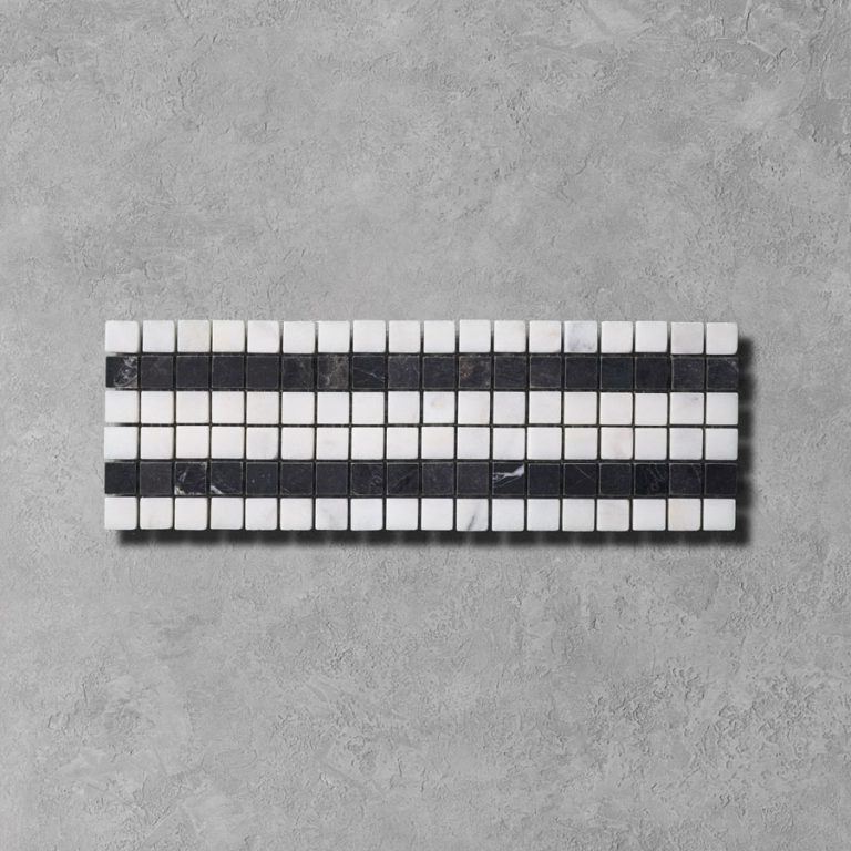 Nero and Calacatta Marble Border Mosaic