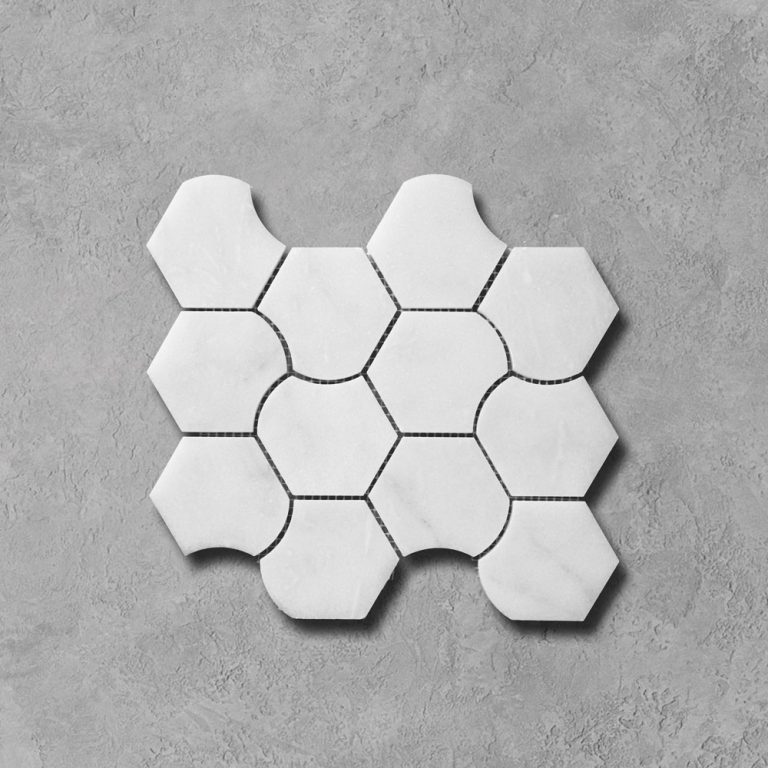 Calacatta Pearl Marble Curved Hexagon Mosaic