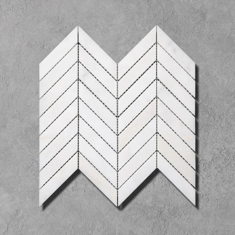 Calacatta Pearl Marble Chevron Mosaic