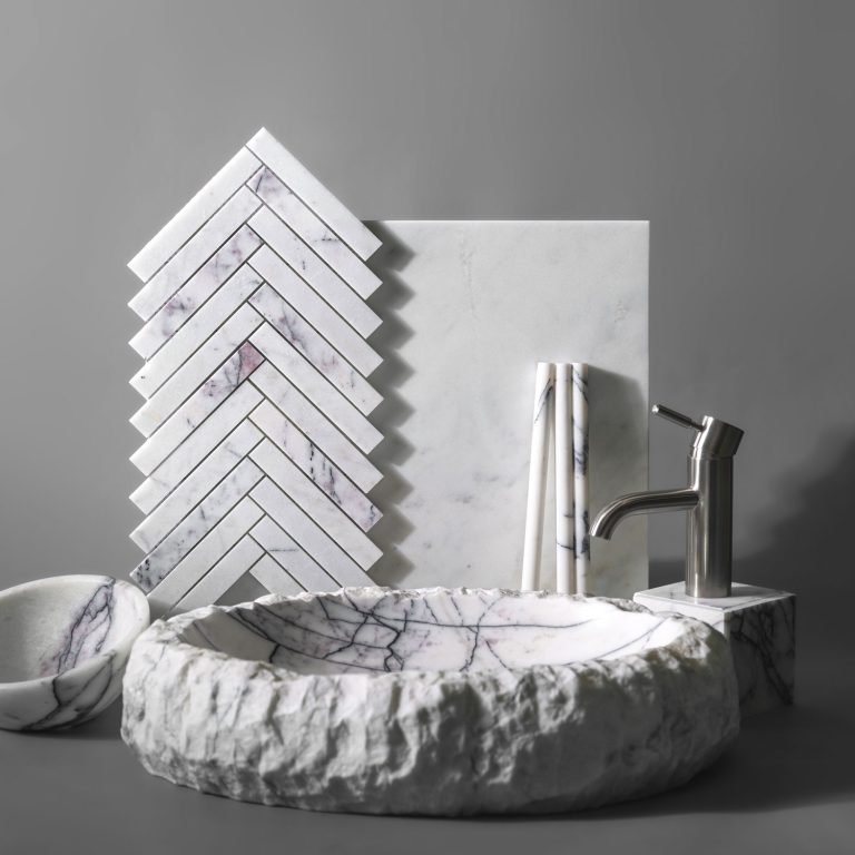 Calacatta Lilac Marble Long Herringbone Mosaic