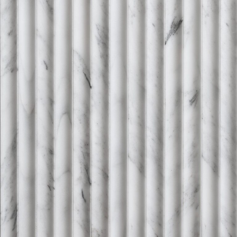 Calacatta White Inverted Flute Marble Tile