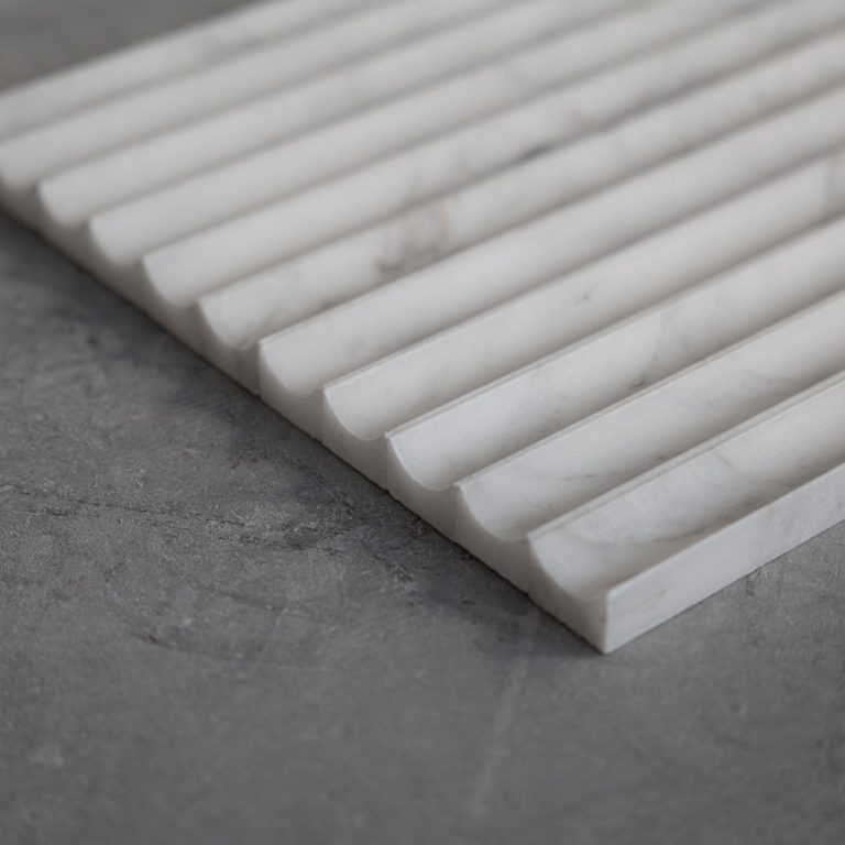 Calacatta White Inverted Flute Marble Tile