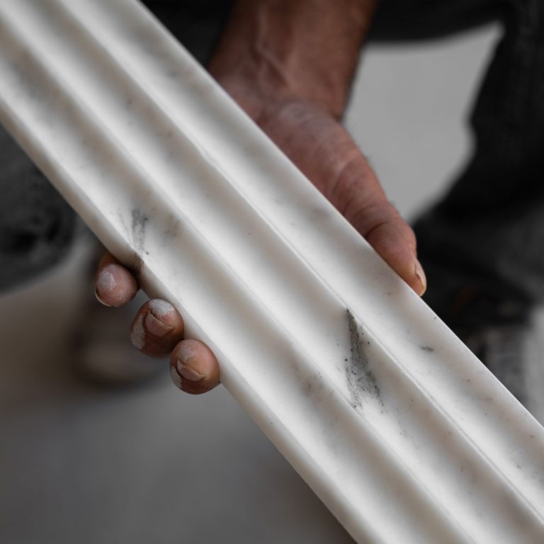 Calacatta White Inverted Flute Marble Tile