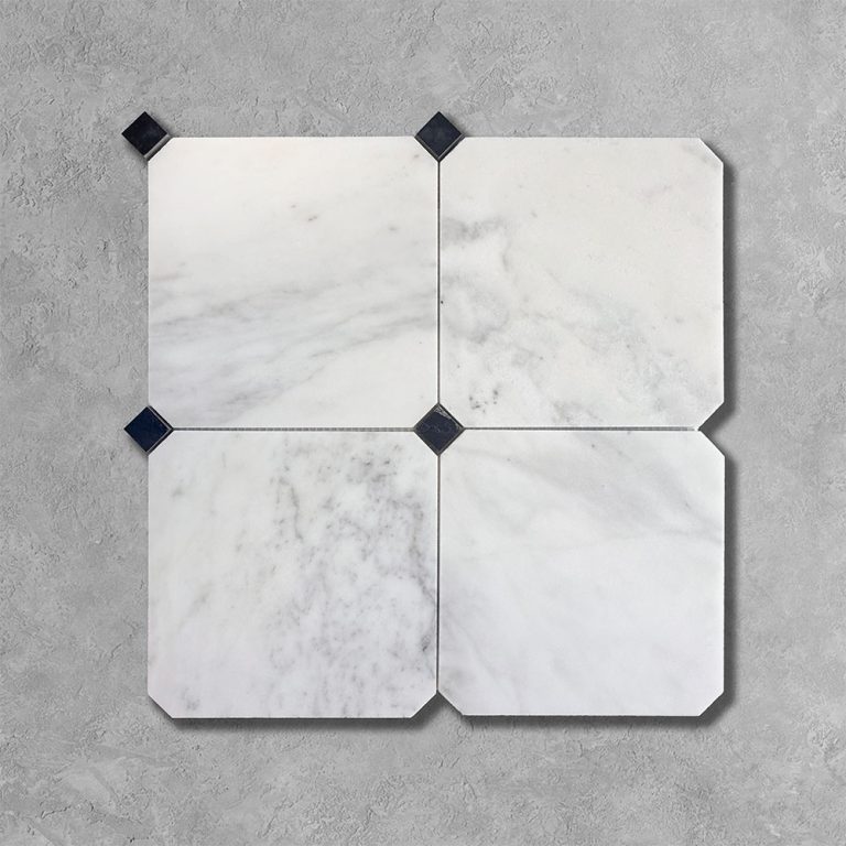 Carrara and Nero Black Octagon Midi Marble Mosaic