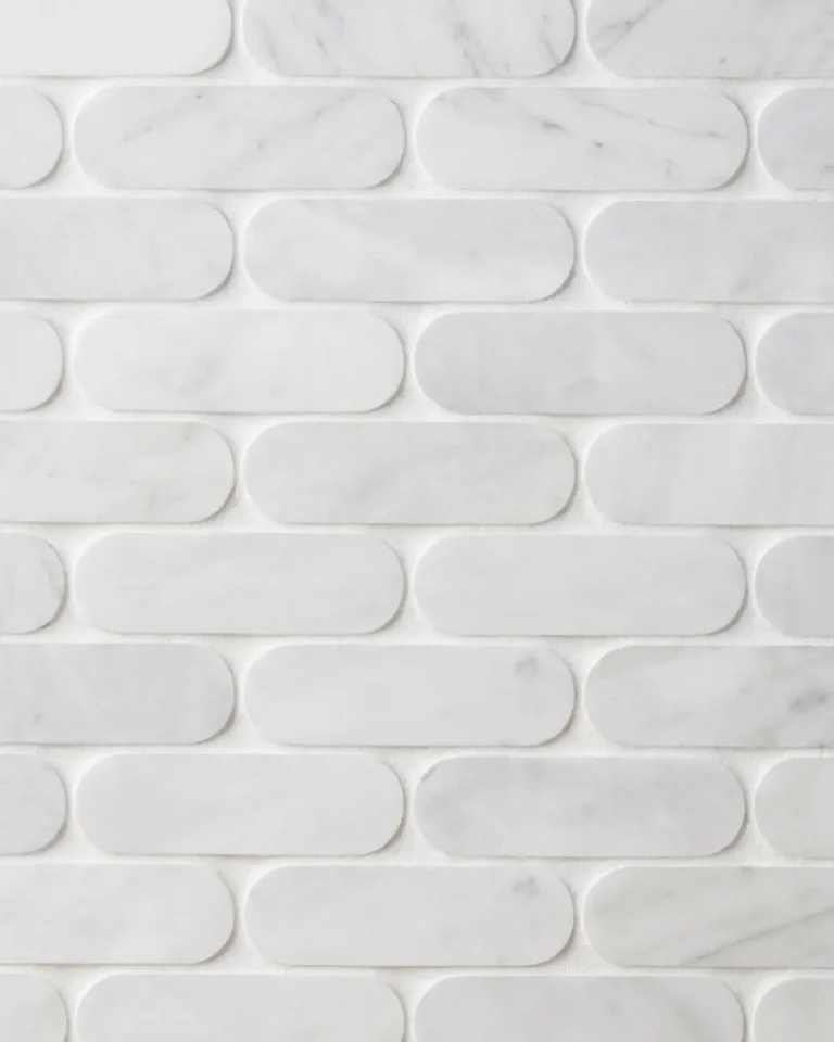 Carrara Marble Pill Mosaic with delicate natural grey veining
