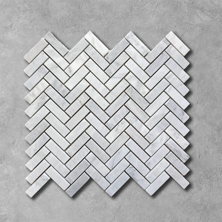 Carrara White Marble Slim Herringbone Mosaic