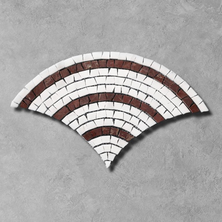 Claret Marble Fan Scallop Mosaic
