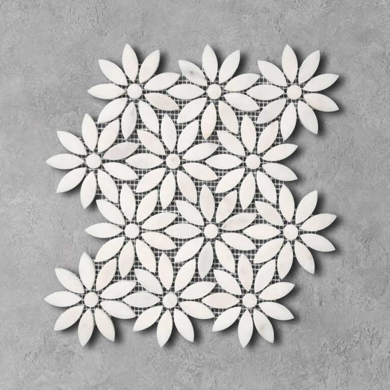 Aegean White Marble Flower Mosaic
