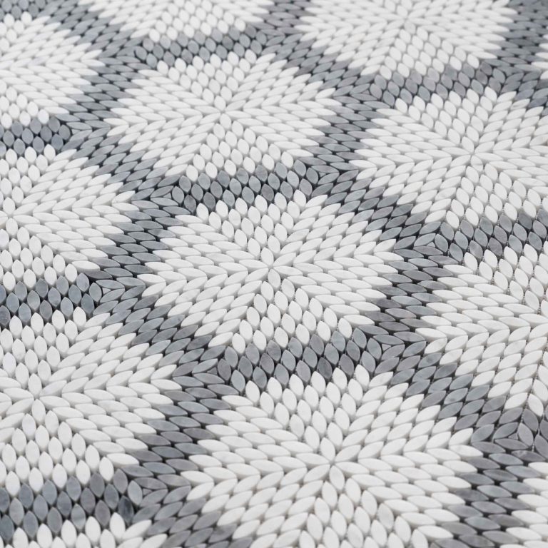 Calacatta and Bluestone Marble Flora Flower Mosaic